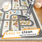 4x6ft Kids Town Road Play Rug - Non-Slip Faux Wool Carpet with Interactive City Map Design, Educational Toy Vehicle Mat for Kids, Bedroom Playroom Nursery Gift.