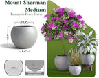 DTY Mount Sherman 16.1'' D x 13.6'' H (Pot Opening 11.8") Fiberstone Round Planter with Drainage Hole, Smooth Finishes, Weather Resistant for Indoor and Outdoor, 2 Extra Coco Mats - Gray, Medium