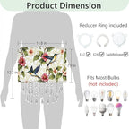 Hummingbird Floral Lamp Shade with Acrylic Bead Droplets, Spring Humming Bird Flower Fabric Light Shade for Pendant Table & Floor Lamps, Memorial Gift for Bird Lover, 11.8in
