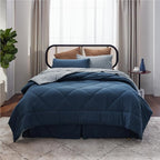 Bedsure Twin XL Comforter Set - 5 Pieces Reversible Navy Bedding, Twin XL Size Bed Set for All Seasons, Bed in a Bag with Down Alternative Comforter, Sheets, Pillowcase & Sham