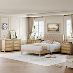 IDEALHOUSE Rattan Dresser for Bedroom, Chest of Dressers 37" Tall Dresser for Closet with 4 Rattan Drawers Chest with Clothes Storage Cabinet, Drawer Organizer for Bedroom, Living Room, Hallway