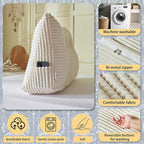 Headboard Wedge Pillow + A Long Neck Roll Pillow Body Pillow，Large Headboard Pillow with Removable Cover (Beige, Twin：39x8x20 inches)