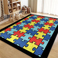 Colorful Puzzle Rug Baby Childrens Playing Exercise Education Learning Decor Floor Mats Black Border Throw Mats Boys Girls Playtime Area Rug for Indoor Kid Room Playroom Nursery Porch, 3x4ft