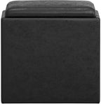 SIMPLIHOME Rockwood Cube Storage Ottoman with Tray - 17 inch Wide Upholstered Vegan Leather Square Storage Ottoman in Distressed Black, Contemporary Cube Ottoman for Living Room with Serving Tray