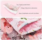 Whale Flotilla Patchwork Quilt Twin Size, Extra Soft Boho Floral Bedspreads for Bed Reversible Lightweight Twin Quilt Bedding Set Printed Coverlets with 1 Pillow Sham for All Seasons, Pink