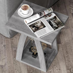 End Tables Living Room, Side Table Beside Sofa, Nightstand for Bedroom, Couch Side Table with Shelf, Modern End Table for Living Room, Grey End Table