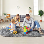 Noahas Oval Fluffy Grey Rainbow Rug 2.6X5.3 Small Kids Rugs for Bedroom Girls And Boys Aesthetic,Bedside Bedroom Rug,Ultra Soft Runner Carpet Modern Shaggy Nursery Area Rugs Home Deco