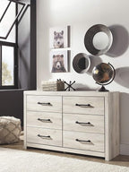 Signature Design by Ashley Cambeck Farmhouse Industrial 6 Drawer Dresser, Whitewash