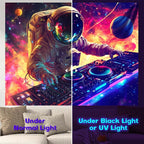 NYZE Astronaut Space Tapestry for Bedroom, Glow in the Dark Room Decor Wall Tapestries, Cool Galaxy Planet Wall Hanging, Wall Hanging for Men Guys Gamer Room Dorm Living Room 90x70 in