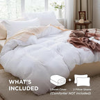 Bedsure Bright White California King Duvet Cover - Prewashed Cotton-Like Polyester Extra Soft Bedding Set, Includes 1 Cal King Duvet Cover 104''x98'' with Zipper Closure & 2 Pillow Shams, No Comforter