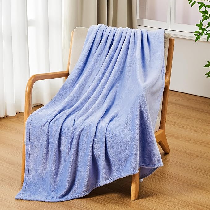 Tinideya 6 Pcs Flannel Fleece Throw Blanket Bulk 50 x 60 Inch Soft Fleece Blanket Warm Throw Blankets Coral Blankets for Couch Sofa Home Wedding Gifts Season (Blue Purple)