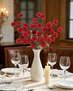 DuHouse 6pcs Artificial Flowers Faux Silk Pompon Mum,Silk Small Mini Chrysanthemum Ball with Stems for DIY Bouquets Centerpieces Vase Home Table Kitchen Decorations(Dark Red)