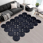 Scalloped Jute Rug, Hand Woven Runner Area Rug, 2.6x4 Ft Black Braided Natural Sisal Kilim Rugs for Living Room, Kitchen, Entryway, Farmhouse
