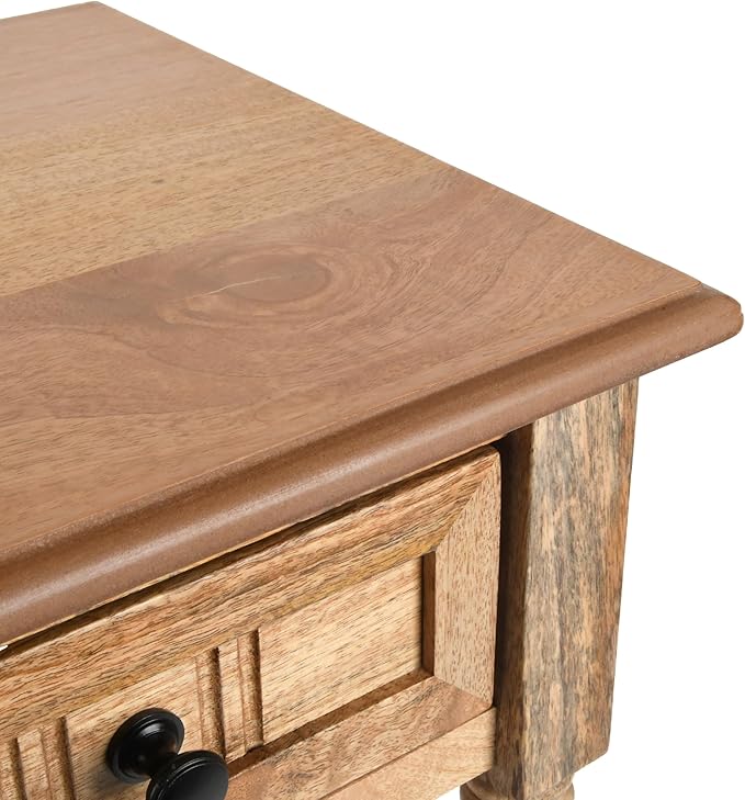 Decor Therapy Simplify 1-Drawer Accent Table, Sturdy Narrow End Table, 28" x 14" x 14" - Natural