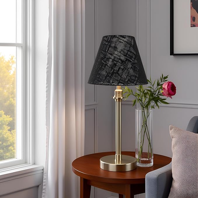 Aspen Creative 56019, Empire Uno Lamp Shade in Black, 5" Top x 9" Bottom x 7" Slant Height, Slip UNO 33mm
