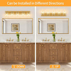 5 Light Modern Bathroom Light Fixtures Over Mirror, Brass Finish Vanity Lights for Bathroom Wall Sconces with Clear Glass Shades, E26 Socket (Bulbs Not Included)