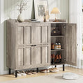 ONBRILL Shoe Cabinet with 3 Doors and Adjustable Shelves, 30 Pairs Shoe Storage Cabinet, 40 Inch Tall Farmhouse Shoe Rack Shoe Organizer Cabinet for Entryway Living Room Closet, Gray Wash