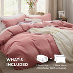 Bedsure Pink Clay Duvet Cover King Size - 3 Pieces Prewashed Cotton-Like Extra Soft Bedding Set, Includes 1 Duvet Cover 104x90 Inches with Zipper Closure & 2 Pillow Shams, Comforter Not Included