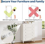 IDEALHOUSE Dresser for Bedroom with 5 Drawers, White Chest of Drawers with Storage, Tall Nightstand with Metal Handles, Side End Table, Accent Storage Cabinet for Living Room, Entryway