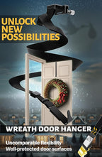 Menz Adjustable Wreath Door Hanger 19" Black Over The Door Wreath Hanger for Glass Window Front Door Non-Scratch Decoration Holder 22 LB for Christmas, Hook for Decorative Easy Store Halloween