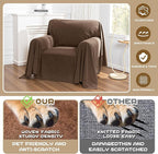 MYSKY HOME Couch Cover Sofa Covers for 1 Cushion Couch Dog Couch Cover Protector for Sectional Sofa Covers Couch Protector Modern Sofa Towel with Tassel for Living Room, 71" x 91", Dark Brown