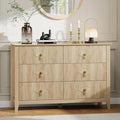 GarveeHome Fluted Dresser for Bedroom, 47.2 Inch Wide 6-Drawer Wood Dresser, Modern Chest of Drawers, Storage Organizer Cabinet for Living Room, Hallway, Entryway, Natural Oak