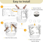 Winter Tree Branch Lamp Shade with Acrylic Bead Droplets, Branch Drum Fabric Light Shade for Pendant Table & Floor Lamp, Traditional Mordern Decor, 15.7in