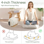 Washable Floor Pillow Cushion for Adults, Meditation Cushion Pillow, Removable Tufted Blended Corduroy Cover, Large Square Floor Sitting for Tatami Living Room or Yoga, 2Pack, Machine Washable