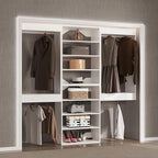 Modular Closet Organizer - 90" Wide, Wooden Tower Wardrobe System, Wall Mounted for Walk-in Closets, White