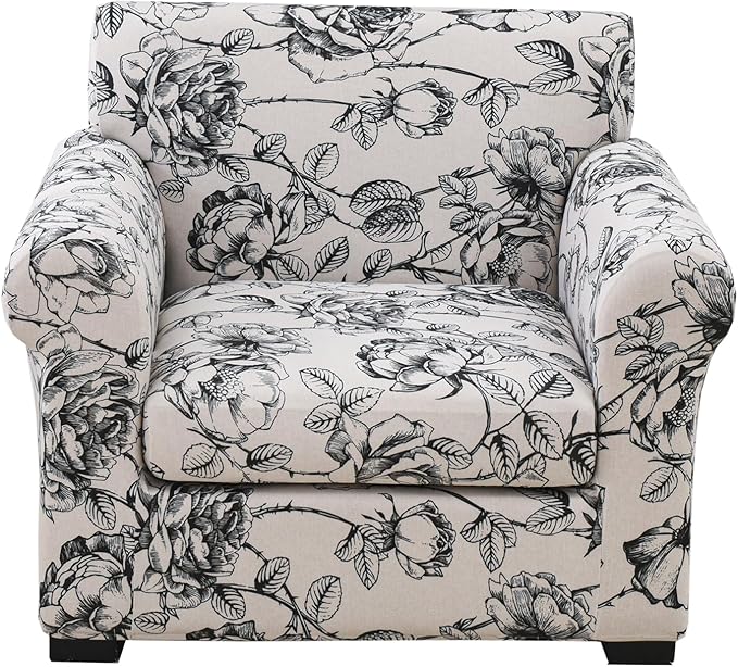 KRFOONN 2 Piece Chair Covers Printed Sofa Covers Couch Covers Washable Armchair Sofa Couch Slipcover Furniture Protector with Elastic Bottom for Living Room (Armchair, Color33), Small