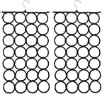 Super Z Outlet Foldable 28 Ring Hole Slots Space Saving Clothing Closet Hanger Scarf, Ties, Belts, Socks Organizer for Home Bedroom, Bathroom, Living Room (Black) (Pack of 2)
