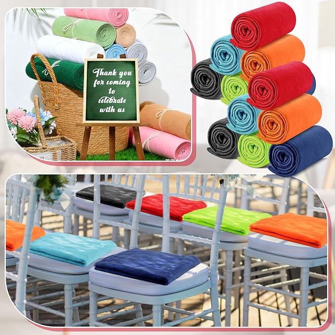 Newwiee 12 Pcs Fleece Throw Blankets Bulk 50'' x 60'' Oeko-tex Standard 100 Certified Spring Outdoor Wedding Guest Blankets Lightweight for Sleepover Donation Lap Pet Sofa Home (Fluorescent Colors)