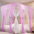 4 Corners Post Princess Curtains Bed Canopy for Girls 8 Panels Curtain- Double Layer Sheer Mesh Canopies Drapes Girls Room Decor (8P-Purple/White, 4P(27"x82") W+4P(40"x82") L/(Full))