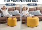 Pouf Ottoman Foot Stools Ottoman with Foam Small Corduroy Ottomans for Living Room Ottomans Pouf 20x15 Floor Poufs Foot Rest for Office Chair Yellow Foot Stool Small