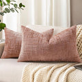 decorUhome Spring Pink Chenille Throw Pillow Covers 12x20 Set of 2 Textured Soft Cozy Slubby Couch Pillow Covers Modern Farmhouse Boho Decorative Pillow Cases for Bed Sofa Living Room Valentines