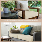 Codi Replacement Couch Cushions 2 Sets, Upholstery Foam with Covers for Sofa Chair Cushion Outdoor Seat - 24 × 24 × 4 Inch, High Density Foam,Beige