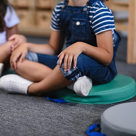 SoftScape Classpack 15 inch Round Floor Cushions with Handles; Flexible Seating for Daycare, Preschool, Classroom, Library and More; 2 inch Thick Deluxe Foam (24-Piece) - Contemporary, 13773-CT