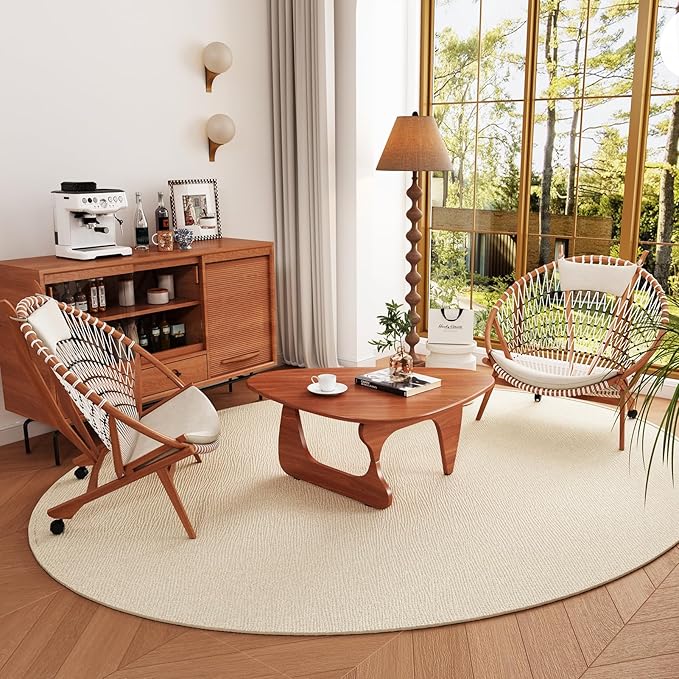 Coffee Tables Wood Small Farmhouse Coffee Table Mid-Century Modern Wood Center Table for Living Room, Walnut, 35 Inch