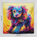 VUMIVI Colorful Cute Dog Tapestry Rainbow-Hued Oil Painting Pet-Themed Abstract Art Print Tapestry Wall Hanging for Living Room Bedroom Dorm Classroom Aesthetic Decor W60xL60in