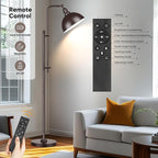 PARTPHONER Industrial Floor Lamp Adjustable, Rustic Farmhouse Reading Lamp in Aged Brown Finish Modern Standing Lamp with Remote Control Metal Shade for Living Room Bedroom Study Room Office Hotel