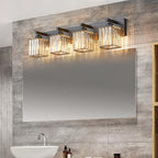 Modern Bathroom Vanity Light 4-Lights Modern Black Crystal Wall Light Bathroom Vanity Light Fixtures