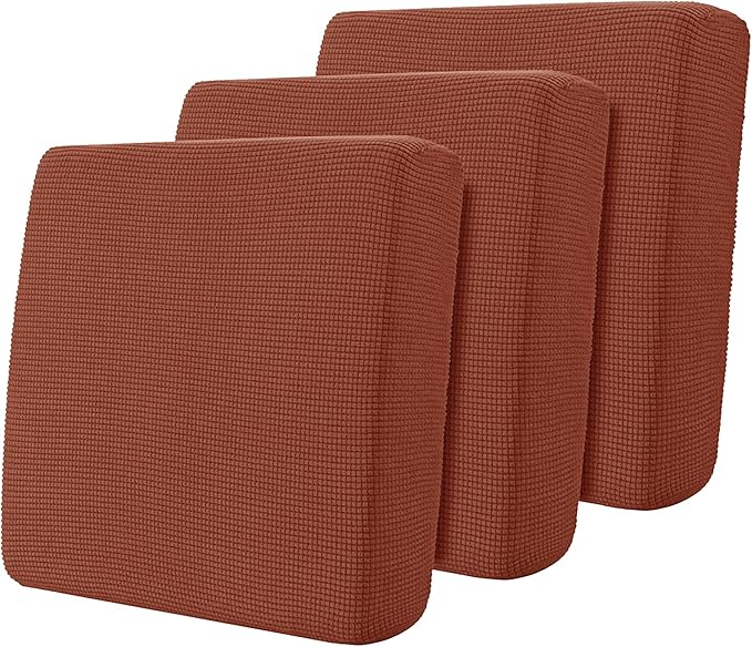 Hokway 3 Piece Couch Cushion Slipcovers Stretch Reversible Individual Cushion Replacement Slipcovers Sofa Cushion Covers(Brick, 3)