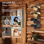 Cowboy Hat Rack for Wall, Cowboy Hat Holder Wall Mount Holds up to 4 Hats, Wooden Western Rustic Metal Hat Hanger with Arrow Sign Board, Hat Organizer for Cowboyhat, Fedora,Sun Hats (Black)