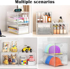6 Pack Upgrade Harder Shoe Organizer, Shoe Storage with Magnetic Front Door, Clear Shoe Boxes Foldable Space-Saving Shoe Rack for Sneaker Boot Container, White