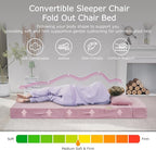 Folding Sofa Bed, 4 in 1 Convertible Sleeper Chair with Pillow, Single Memory Foam Fold Out Chair Bed, Modern Floor Futon Sofa Couch Mattress for Living Room/Guest/Apartment, Pink
