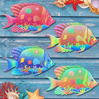Oraytteo Metal Fish Outdoor Wall Decor, 4 Pack Sea Fish Wall Art Hanging Decorations for Indoor Outdoor Barthroom Fence Pool Patio Decor, Gift for Mom Dad Friends