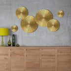Decorlives Round Sunburst Metal Wall Art | Modern Metal Wall Hanging Décor Sculpture for Living Room Bedroom Home Office (Silver Glossy | Set 6-2 Large(16") + 2 Medium(11.5") + 2 Small(6") Circles)
