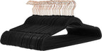 Amazon Basics Slim, Velvet, Non-Slip Suit Clothes Hangers, Black/Rose Gold - Pack of 50