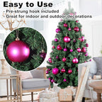Fuchsia 4.0" Large Christmas Balls - Christmas Tree Decoration Ornaments Shatterproof Hanging Balls for Birthday Halloween Holiday Wedding Decorations Set of 4pcs