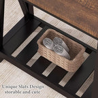 ChooChoo Farmhouse End Table, Rustic Vintage Narrow End Side Table with Storage Shelf for Small Spaces, Nightstand Sofa Table for Living Room, Bedroom Black 2 Pack